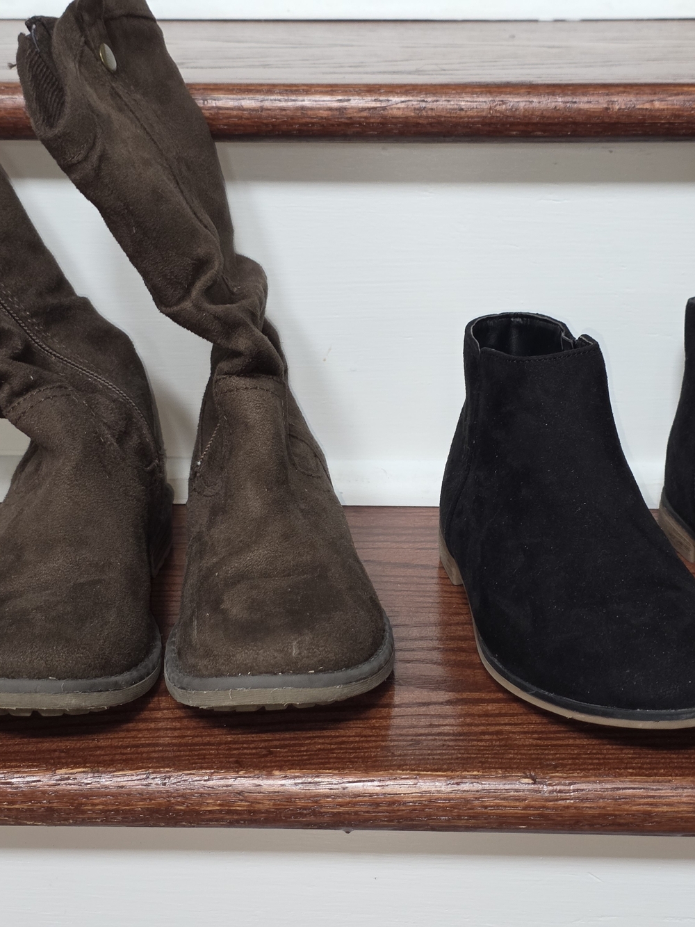 Old NAVY Brown Suede Tall Boots and Cat & Jack Black ankle Boots